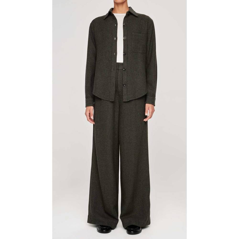 NEW DL1961 - WOMEN'S denim hepburn wide leg high rise pleated pants in evergreen - Picture 6 of 10